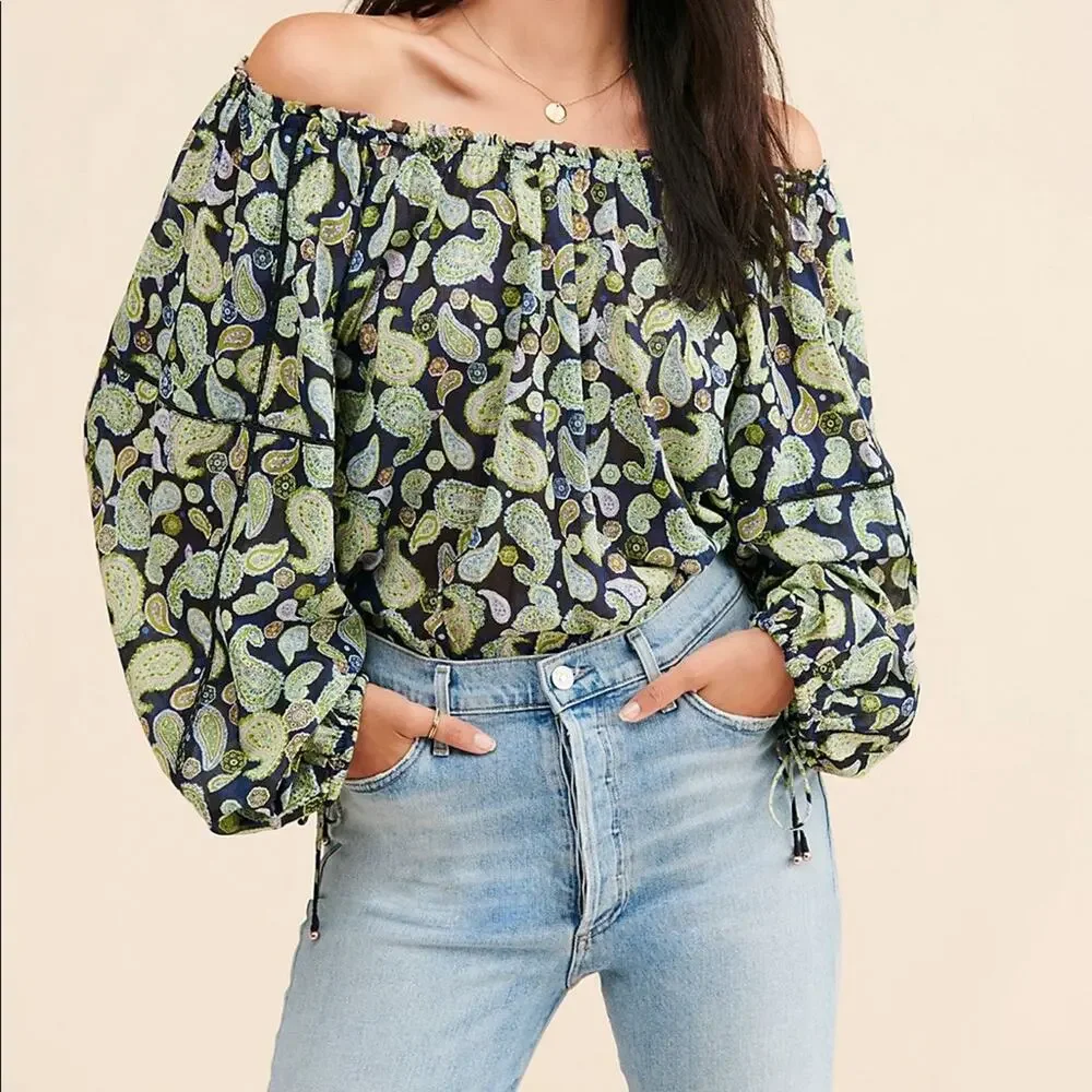 NEW! Free People Sundown Paisley Cotton Bodysuit Size Medium